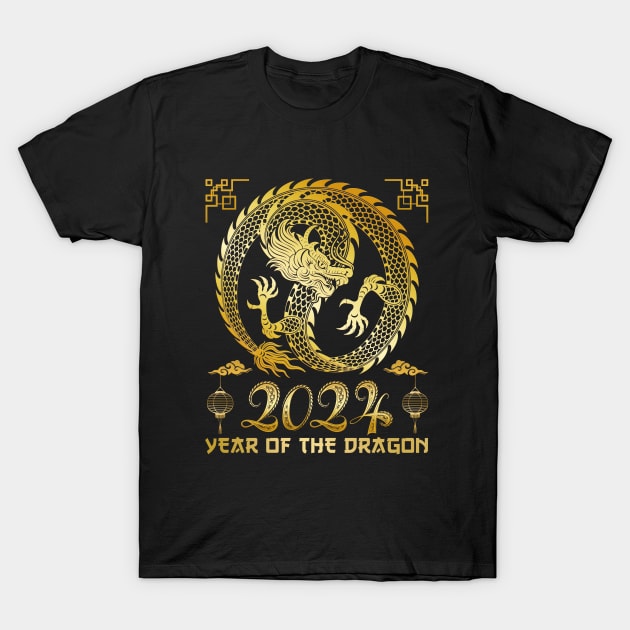 Golden Lunar Year Of The Dragon 2024 T-Shirt by Danemilin